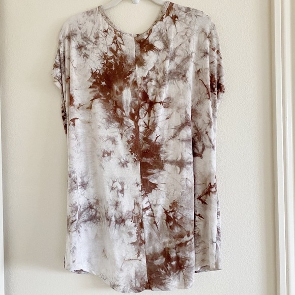 CY Tie Dye Short Sleeve T-Shirt Knotted Relaxed Fit Brown and White Size Medium - Picture 2 of 5